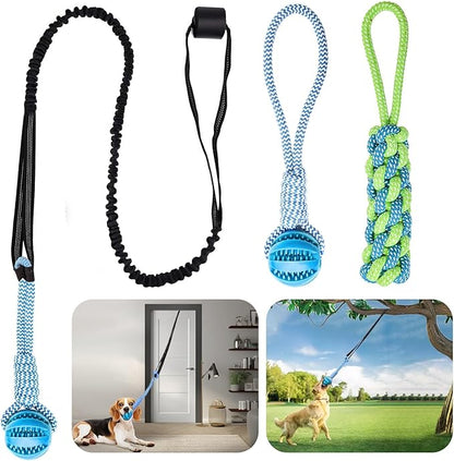 Dog Bungee Toy for Small/Medium Dogs,Interactive Dog Tug of War Toys Set with Tether, Rope and Ball, Tree Hanging Toy,Indoor Dog Rope Toy,Not for Aggressive Chewers