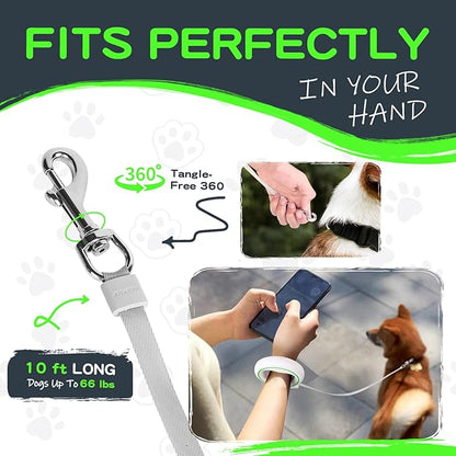 UFO Retractable Dog Leash Hands Free Wearable Laisse Chien with Poop Bag Holder One-Handed Brake Pause Lock 360° Tangle Free 10 ft Strong Nylon Tape Dog Leash for Up to 66lbs Medium Small Dogs