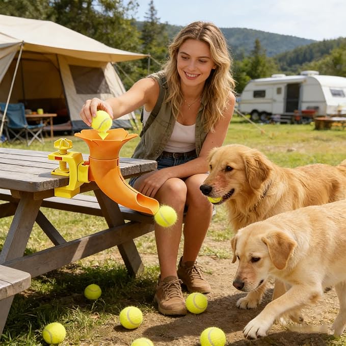 Automatic Ball - Interactive Dog Thrower, Long-Distance Launch with Adjustable Range, Non-Slip Tennis with Rechargeable Battery, Pet Ball Machine, Fetch Trainer for Small Dogs