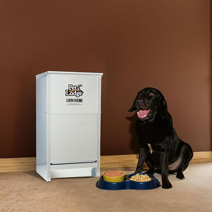 Little Giant Chow Hound 25 Pound Capacity Heavy Gauge Steel Indoor and Outdoor Dry Food Automatic Dog Feeder, Pack of 2, Silver