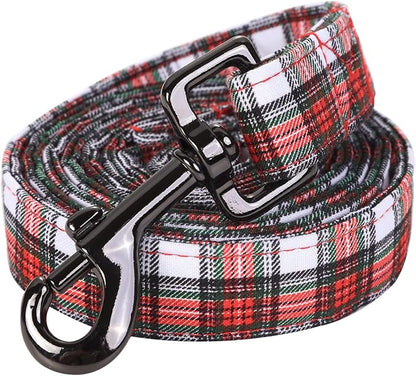 Dog Leash, Christmas Dogs Leashs Red Plaid Print Cotton Adjustable Dog Leash for X-Small Boys and Girls Dogs