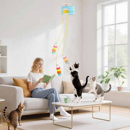 Interactive Cat Toy for Indoor Cat, Automatic Door Hanging Cat Toy with Detachable Design, Kitten Toys for Indoor Cats Self Play, 3.27 * 1.69 * 2.76Inch (Sky Blue)