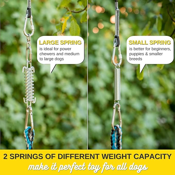 YES4QUALITY Flirt Pole for Dogs, 2 Durable Spring Poles with Strong Dog Rope Toy, Heavy Duty Lure Pole for Dogs of Any Size, Dog Toy for Fun Obedience Training & Exercise, Pull & Tug of War Toy