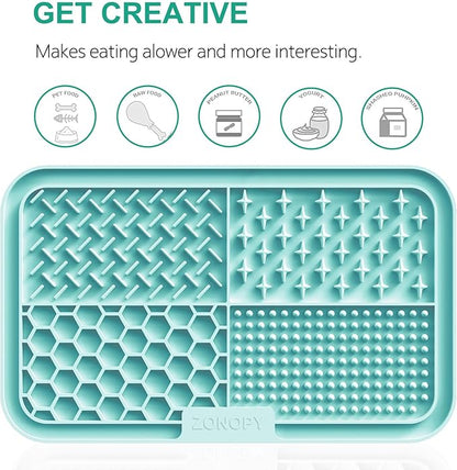 Licking Mat for Dogs & Cats with Suction Cups, 1 Pack Dog Slow Feeder Lick Pat for Anxiety Relief, Dog Toys Feeding Mat for Butter Yogurt Peanut, Pets Grooming Bathing Training Mat