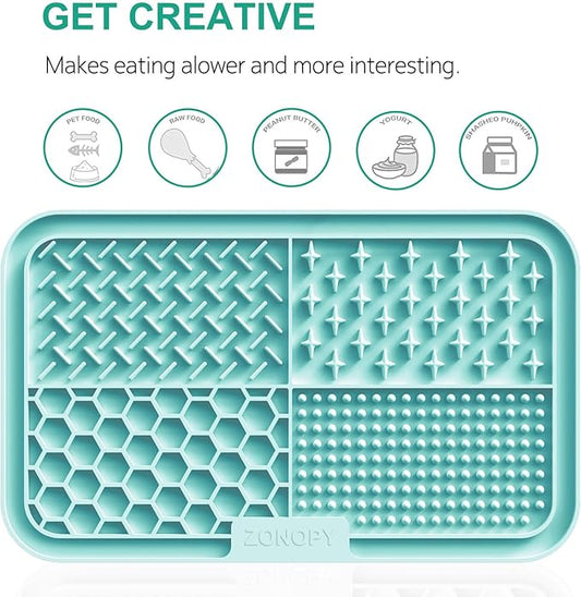 Licking Mat for Dogs & Cats with Suction Cups, 1 Pack Dog Slow Feeder Lick Pat for Anxiety Relief, Dog Toys Feeding Mat for Butter Yogurt Peanut, Pets Grooming Bathing Training Mat