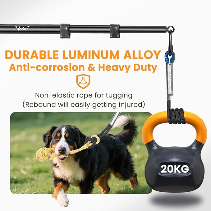 Ycozy Flirt Pole for Dogs Heavy Duty Interactive Toys Tug of War with Detachable 3 Replacement Rope Toys for Chase and Outdoor Exercise & Training for Small Medium Large Dogs (Pole - 40.6")