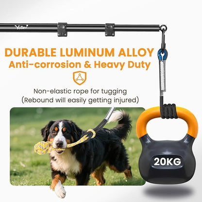 Ycozy Flirt Pole for Dogs Heavy Duty Interactive Toys Tug of War with Detachable 3 Replacement Rope Toys for Chase and Outdoor Exercise & Training for Small Medium Large Dogs (Pole - 40.6")