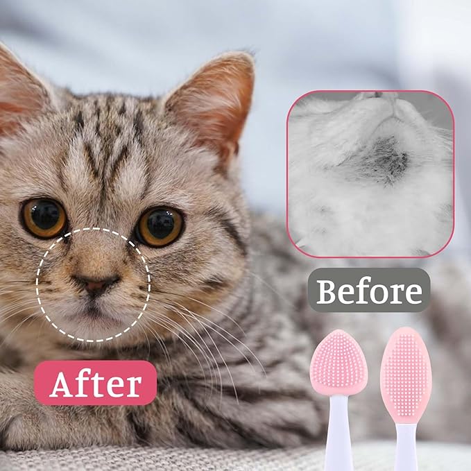 cobee 4Pcs Cat Acne Chin Treatment, Cat Acne Brush Set, Soft Silicone Cats Acnes Brush Set, Cats Acnes Chin Treatment Double Sided Blackhead Exfoliation