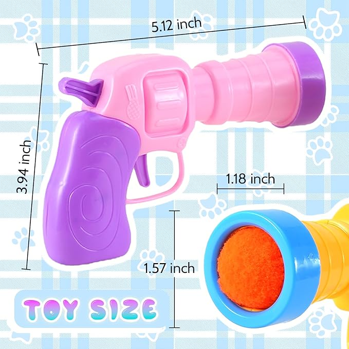 102Pcs Cat Ball Toy Launcher Gun，Cat Balls Fetch Toy - Includes 100 Colorful Plush Cats Balls and 2 Exciting Launchers Set，for Bored Indoor Adult Cats, Cute Kitten Kitty Toys
