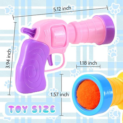 102Pcs Cat Ball Toy Launcher Gun，Cat Balls Fetch Toy - Includes 100 Colorful Plush Cats Balls and 2 Exciting Launchers Set，for Bored Indoor Adult Cats, Cute Kitten Kitty Toys