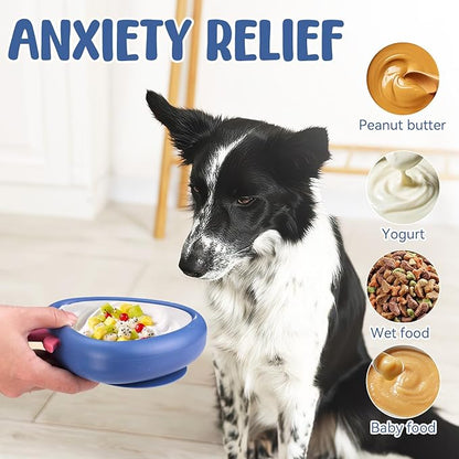 Freeze Dog Lick Bowl, Animire Non-Slip Slow Feeder Lick Mat for Dogs, Silicone Dog Enrichment Bowl for Distraction Anxiety Relief Boredom, BPA Free, Dishwasher Safe(Dark Blue,S)