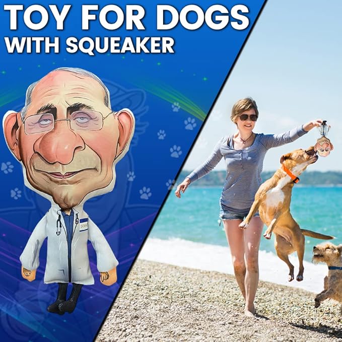 Pesky Patriot Dr. Fauci Dog Chew Toy for All Breeds | Anthony Fauci Chew Toy with Squeaker | Republican Novelty Gag Gift | Durable Triple Stitched Polyester, 12" Tall