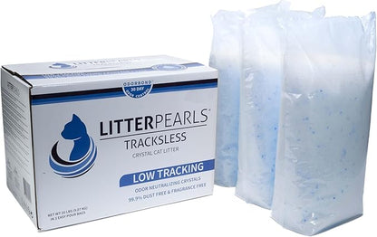 Tracksless Litter Pearls Cat Litter, White, Clear and Blue Crystals,20 lb Litter Pearls Tracksless Cat Litter,TLLP20