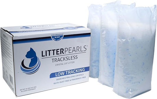 Tracksless Litter Pearls Cat Litter, White, Clear and Blue Crystals,20 lb Litter Pearls Tracksless Cat Litter,TLLP20