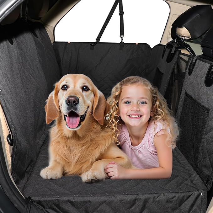 MIROZO Dog Seat Cover for Back Seat, 600D Heavy Duty Back Seat Extender for Dogs,Waterproof Pet Seat Protector with 3-Fold Bottom, Large Space Travel Bed Extender for Mid-Size SUV & Small Truck