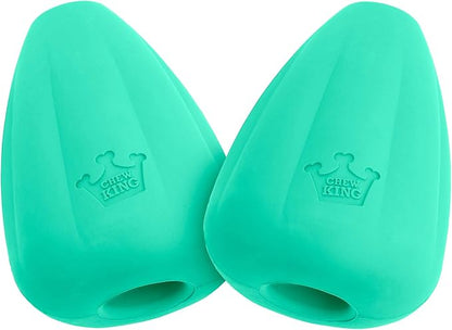 Chew King by Mammoth Premium Treat Dispensing Dog Toy, Durable Natural Rubber Chew Toy, Safety Air Vent, Interactive Enrichment Toy for Aggressive Chewers, Medium Pack of 2- Teal