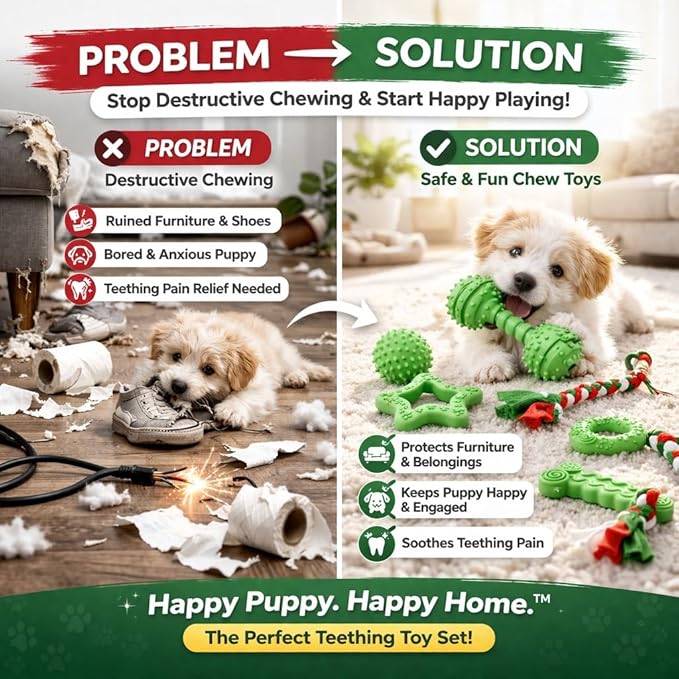 Puppy Chew Toys, 6 Pcs Teething for Small Breed, Soft Rubber Cute Green Dog Toys, Eco-Friendly, Teeth Cleaning, Interactive Tiny Toys for Small Dog,(Basket not Included)