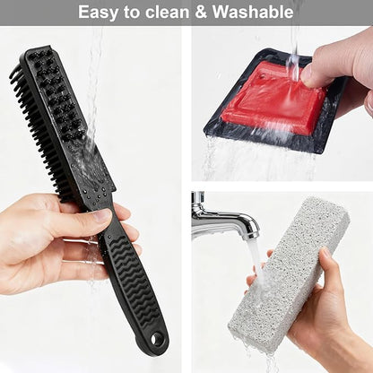 Miyake 3-in-1 Pet Hair Remover Rubber Brush with Squeegee, Cat and Dog Hair Remover Pumice Stone Tool, Lint & Carpet Cleaner for Couch, Furniture, Clothes, Pet Bed, Car Detailing Supply & Home Tools