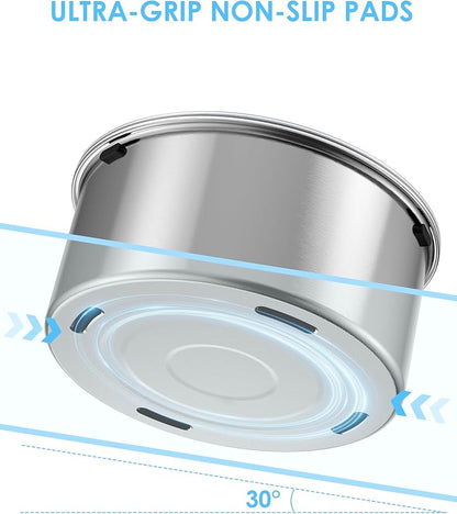 1.8 Gallon Large Dog Water Bowl No Spill,【Anti Digging Lid & Rubber Bottom】 Spill Proof Dog Bowl, Anti Splash Mess Dripless Slow Drinking Stainless Steel Water for Sloppy Messy Drinkers Car