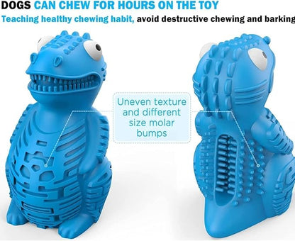 Dinosaur Dog Chew Toy – Natural Rubber, Food Dispensing & Teeth Cleaning Toy for Aggressive Chewers – Interactive Slow Feeder with Beef Flavor for Large & Medium Dogs, Durable & Non-Toxic