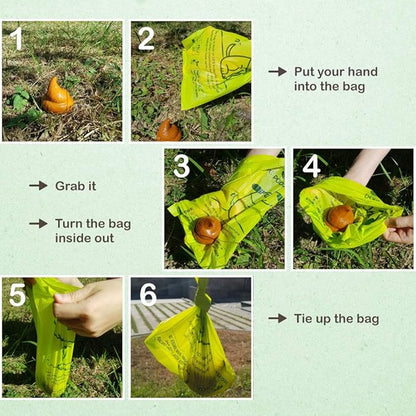 Dog Poop Bag, Compostable Doggie Poop Bags with Handles, Easy-Tie Pet Waste Bags, Eco-Friendly, Unscented, Vegetable-Based, Extra Thick Leak Proof, for Dogs and Cat Scoops, 120 Bags