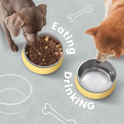 Pawaii Dog Bowl, 68 oz Double-Wall Stainless Steel Food and Water Bowl, Non-Slip Rubber Base, Dishwasher Safe, ID Tag Included, (1 Pack)
