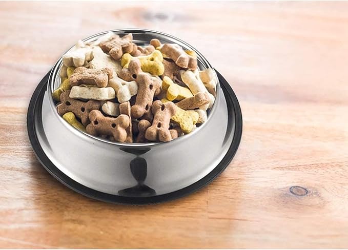 Juvale Stainless Steel Dog Bowls Set - Nonslip Dog Water Bowl Base - Dual Food & Water Pet Dishes - Dishwasher Safe Cat Dish - Pack of 2, 10 in Diameter