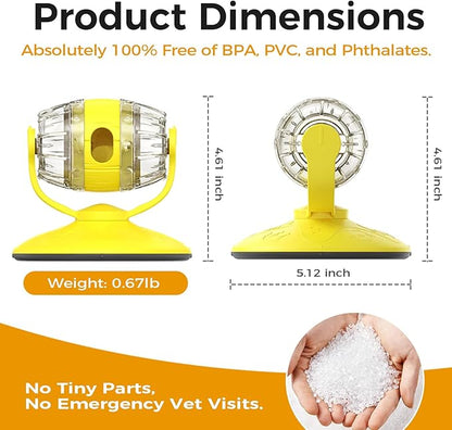 Cats Slow Feeder 4.6" High Cat & Dog Dry Food Dispenser Toy with Wine Barrel Spinner, Treat Dispenser for Boredom & Anxiety Relief, IQ Training for Small/Medium Pets (Yellow)