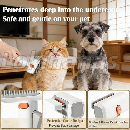 2026 New 2-in-1 Pet Self-Detangling & Grooming Comb, 2-in-1 Pet Comb Untangle & Remove Tangles One-Touch Switch, Pets Grooming Brush Detangle, Deshed, Massage for Dogs & Cats (2PCS)