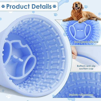 Slow Feeder Bucket, Dog Feeding Bucket, Dog Lick Bowl, Dog Lick Pad with Anti Skid Suction Cup Large Volume Slow Feeder Dog Bowl Portable Slow Feeder Dog Bowl Suitable for Dogs (Sky Blue)