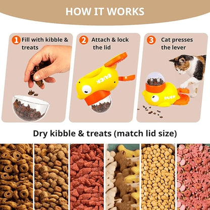 Duckie Cat Feeder, Duck Cat Treat Dispenser, Duck Shape Slow Feeder for Fast Eaters Eenrichment Toys, Reduces Bloating Anti Gulpings, Keeps Indoor Cats Busy—Less Boredom, Less Mischief (#A)