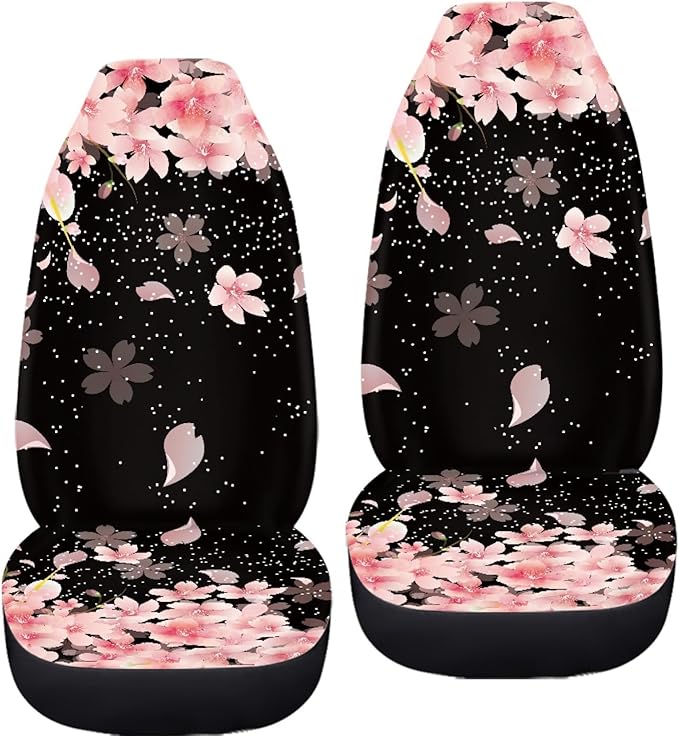 Cherry Blossoms Print Car Seat Covers for Women,Breathable High Back Front Seat Protector Universal Fit for Most Cars,SUVs,Sedan,Truck or Van