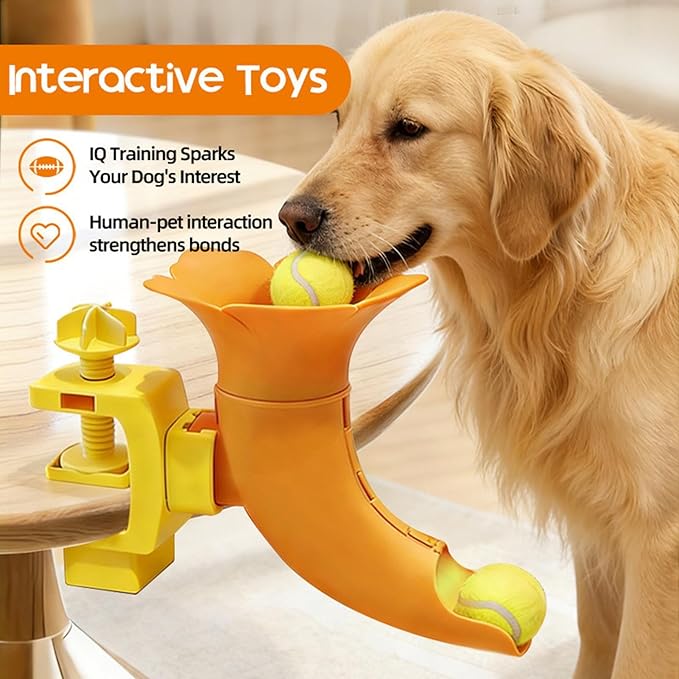 Dog Ball Launch - Interactive Automatic Long-Distance Non-Slip | Small Dogs Tennis Ball Thrower with Adjustable Distance, Pet Toy for Home Dorm Apartment Garden Yard Patio