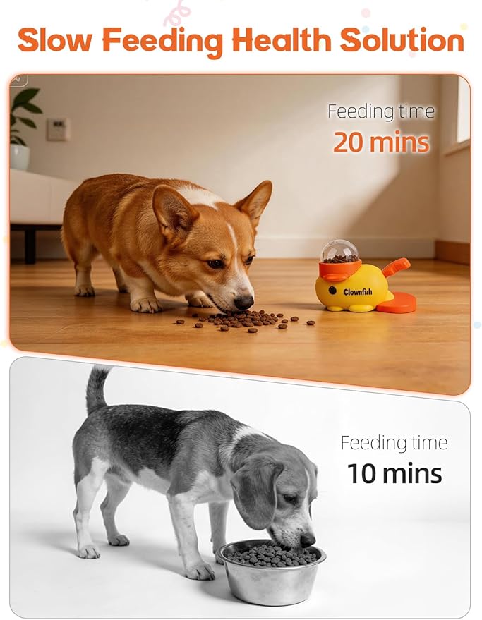 Dog Treat Dispenser Puzzle Toy, Interactive Slow Feeder Bowl for Cats and Dogs, Mental Stimulation Enrichment Toy, Indoor Pet Feeder with Silicone Mat to Keep Pets Busy,Multiple Colors (Yellow)