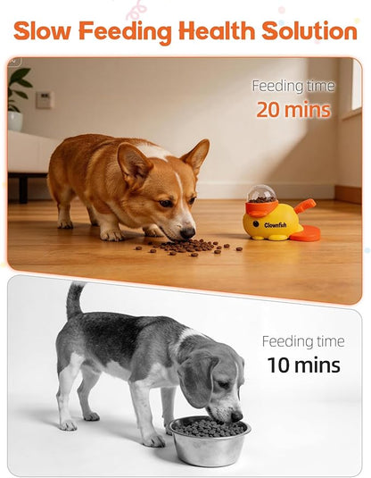 Dog Treat Dispenser Puzzle Toy, Interactive Slow Feeder Bowl for Cats and Dogs, Mental Stimulation Enrichment Toy, Indoor Pet Feeder with Silicone Mat to Keep Pets Busy,Multiple Colors (Yellow)