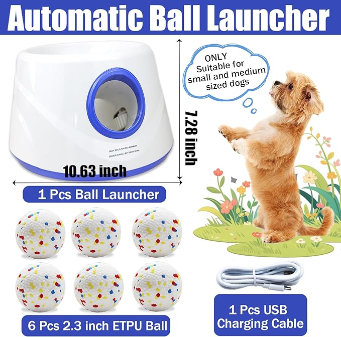 Magicorange Automatic Dog Ball Launcher, Interactive Dogs Balls Thrower for Small and Medium Dogs,Dog Fetch Machine (Blue)