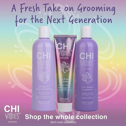 CHI Vibes for Dogs Soothing 2-in-1 Dog Shampoo & Conditioner, Sensitive Skin Cleanser + Dog Deodorizer for Puppies & Adults, Vegan pH Balanced, Gluten & Paraben Free, Made in The USA, 12 Fl Oz