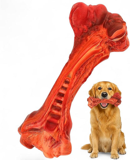 Dog Chew Toy - Natural Rubber Dog Toy, Beef Flavor – Dog Toys for Medium & Large Dogs - Bone-Shaped Chew for Dental Health - Indoor and Outdoor Play