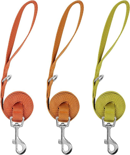 azuza 3 Pack Fall Nylon Dog Leashes Strong & Durable Basic Dog Leash with Easy to Use Collar Hook for Small Dogs, S (6FT,5/8")