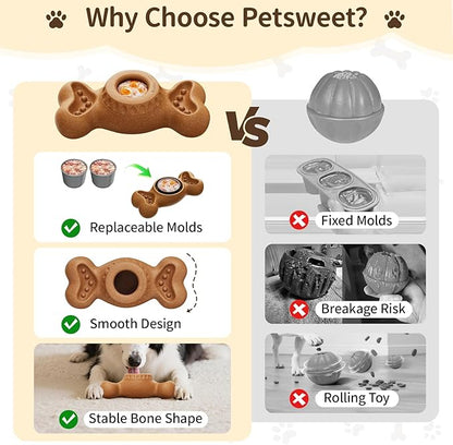 3-in-1 Enrichment Dog Toy for Aggressive Chewers, Frozen Treat Toy & Interactive Treat Dispenser with Peanut Butter Grooves, Long Lasting Chew Toy for Large Dogs, Easy to Clean, Brown