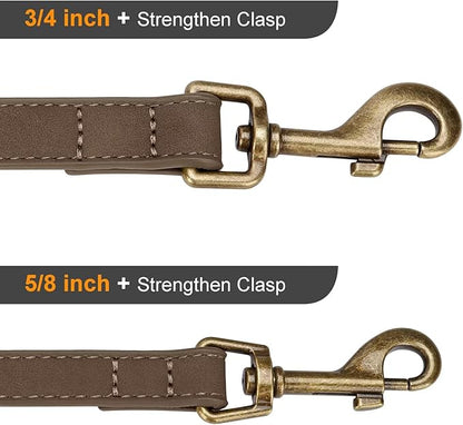 Didog Stylish PU Leather Dog Leash for Large Dogs, Easy to Clean 5ft Dog Leashes for Medium Dogs, Fashionable and Elegant for Walking, Running and Training,Brown, M