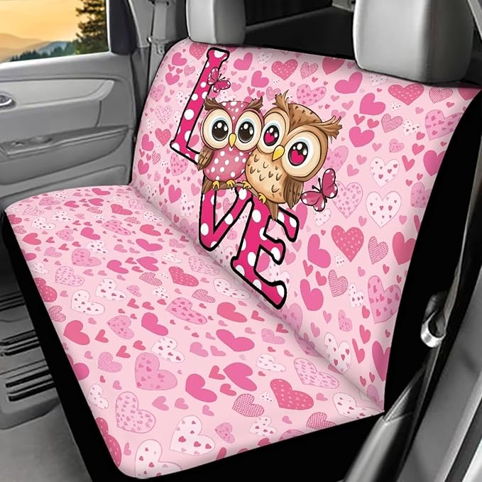 AFPANQZ Owl Hearts Car Backseat Covers Dog Seat Cushion for Rear Seat Non-Slip Soft Car Seat Covers for Dogs, Pet, Kids Seat Cover for Auto Back Seat, Bench Protective Covers