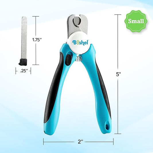 Boshel Dog and Cat Nail Clipper with Safety Guard, Razor-Sharp Toenail Cutter with Nail File, Ideal for Smaller Pets