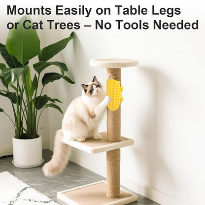 4Pcs Cat Self Groomer, Silicone Grooming Strap Pad for Cats, Adjustable Kitten Brushes for Indoor Kittens, Cat Massager Comb for Head Face Back, Cats Face Scratchers for Corner Sofa Chair Table Legs