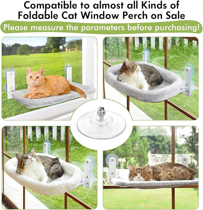 AMOSIJOY 4 Pack Cat Window Perch Suction Cup, Strong Adhesive Replacement Suction Cup with Screws for Foldable & Cordless Cat Window Hammock Seat