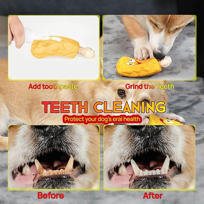 Dog Chew Toy for Power Chewers, Durable Ice Cream Shaped Bone Toy with Natural Rubber & Nylon, Interactive Hollow Treat Dispenser for IQ Stimulation, Easy to Clean, Safe for 20-90 lbs Dogs