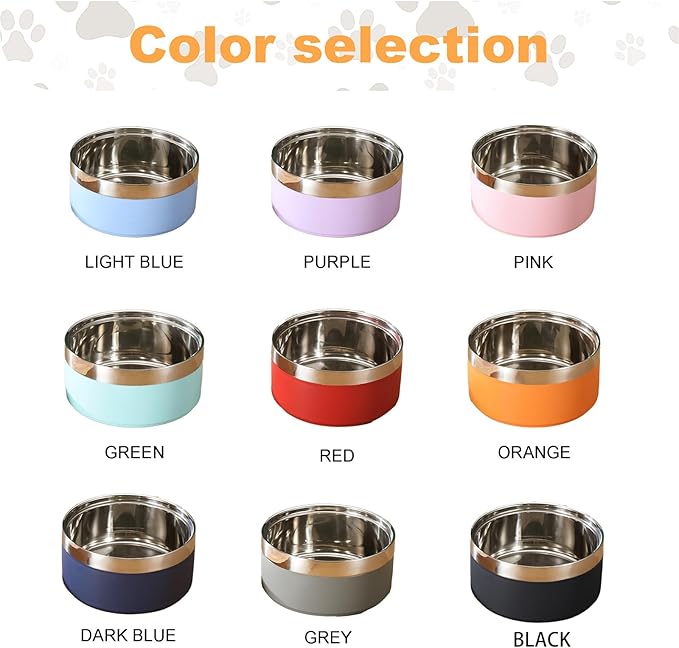 Engraved Customized Dogs Bowls with Name, Personalized Steel-Stanless Pets Food Bowls for Both Cats & Dogs,Dog Water Bowl, Durable Cute Double Layer Reinforcement Cats Water Bowl for Pets Gifts, L