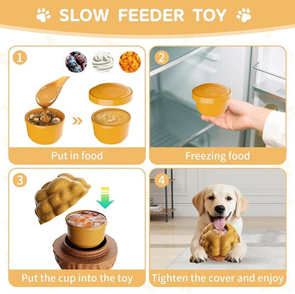 Interactive Dog Frozen Treat Toy for Chewers, Enrichment Puzzle Treat Dispenser with Small Popsicle Molds for Medium Large Dogs Keep Busy, Chew Toy for Puppy Teething Reduce Anxiety -Brown