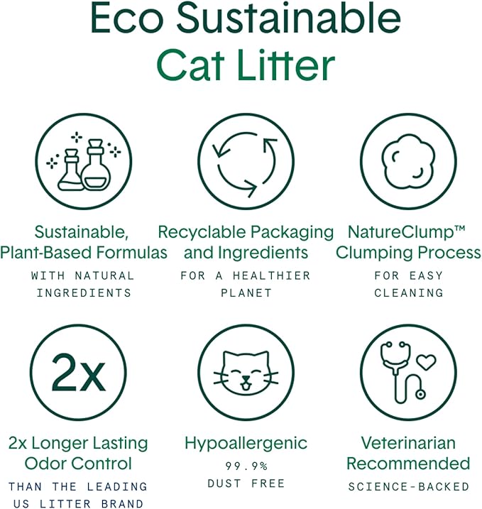 Boxie® Eco™ Farm to Box Sustainable 30 Day Odor Control Clumping Cat Litter, 6.5lb Boxiecat 99.9% Dust Free Plant-Based Kitty Litter
