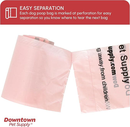Downtown Pet Supply Unscented Poop Bags for Dogs with Dispenser, 1000 Count - Leak-Proof Dog Waste Bags and Bone-Shaped Dog Poop Bags Holder for Leash - Pastel Rainbow, 12.5" x 8.5"